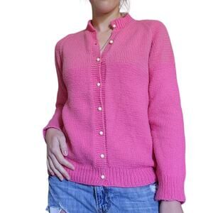 Handmade two toned pink knit cardigan sweater